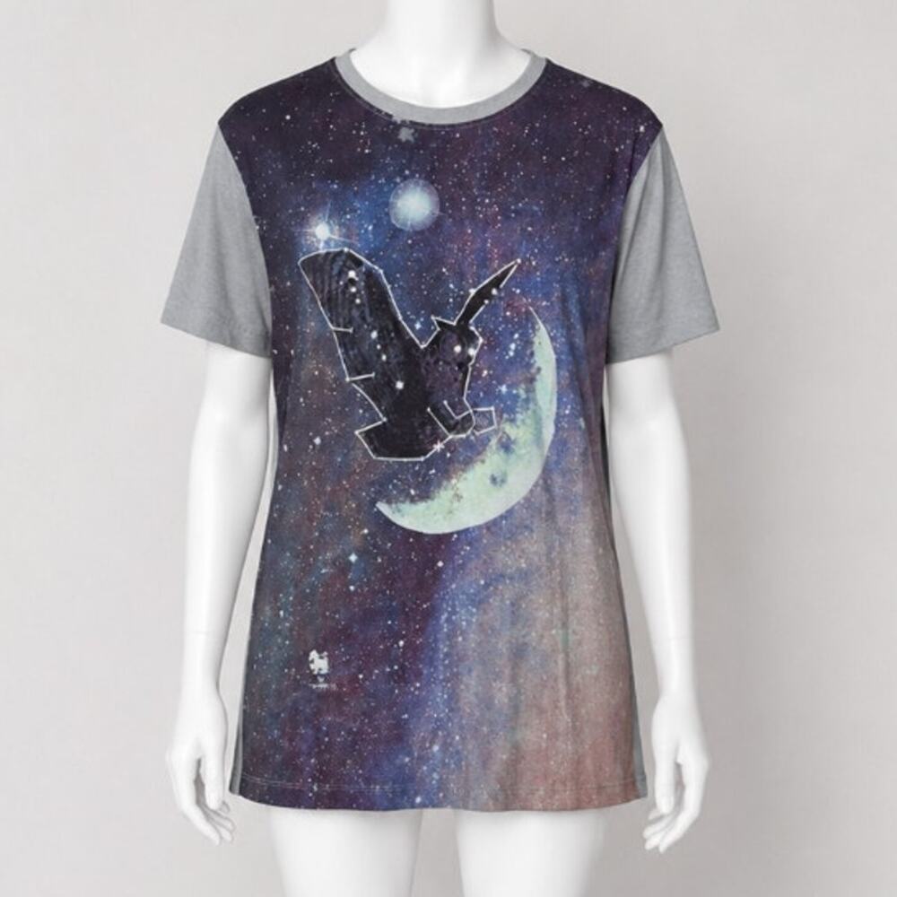 Singha Gray Multi-Color Owl Moon Graphic Tee Stars Rainbow Ltd Edition Sretsis L - Picture 1 of 12